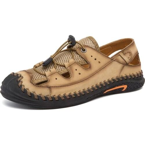 Jumpmore Summer Hiking Shoes Mens Beach Sandals Classic Outdoor Breathable Handmade Mens Shoes Size 38-46