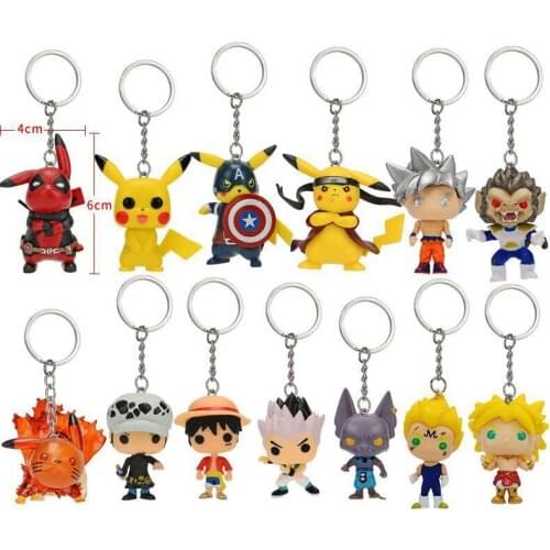 NEWest Arrival Keychain pikachu Theme Series deadpool kakashi keychains Action Figure Model Toys Gift Collection