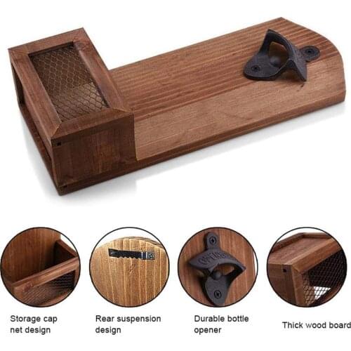 Durable Metal Beer Bottle Opener Wood Wall Mounted Bar Home Restaurant Wall Decoration Wine Kitchen Bottle Opener