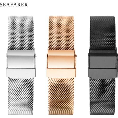 18mm 20mm Metal Stainless Steel Watch Band Strap for DW Tissot Longines Watch Series Sport Milanese Loop Mesh Watchband Bracelet