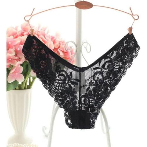6 Colors Plus size 4XL Sexy Women Briefs Panties Lace Underwear Woman Big size Lingerie Transparent Thongs Tanga String