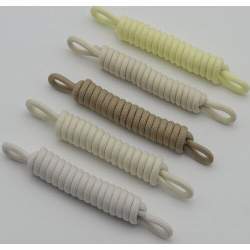 Weiou 5MM Polyester Lace Cream Grey Color Round Shoelace For Canvas Boots Easy Lacet Trendy Rope For Indoor Casual Shoe Cord