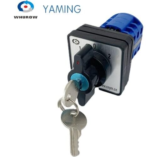 Yaming electric 3 position key switch 3 phases change over rotary cam switch with key YMW26-20/3S Manufacturer