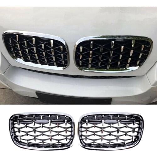 AU04 -Car Silver Front Middle Grille Grill Replacement for BMW X5 E70 / X6 E71 2008-2013