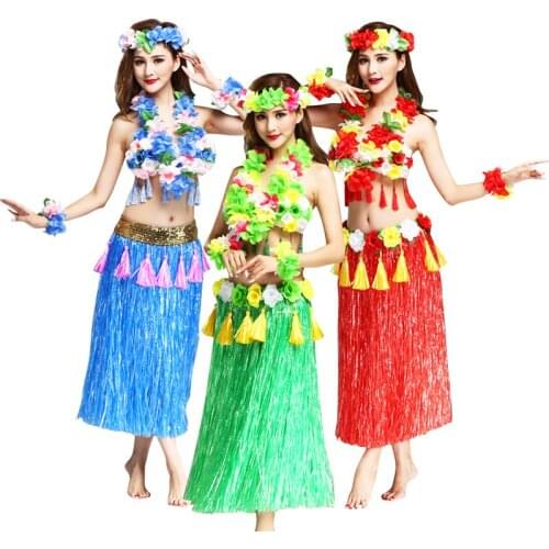 Fashion Women Grass Skirts Hula Skirt Hawaiian Costumes Ladies Dress Up Plastic Fibers
