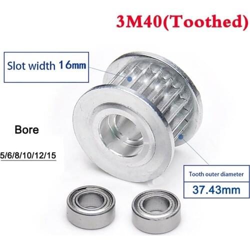 1Pcs 3M 40 Tooth 50 Tooth Idler Timing Belt Pulley Double Side Bearing Synchronous Wheel Width 16mm Bore 5-15mm