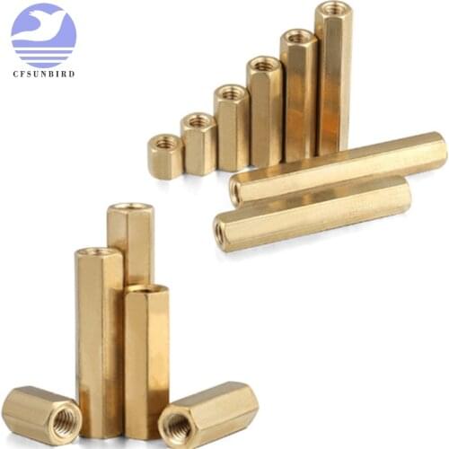 10PCS M3 female Female Brass Standoff Spacer M3 (4-60) Copper Hexagonal Stud Spacer Hollow Pillars m3*4-60mm