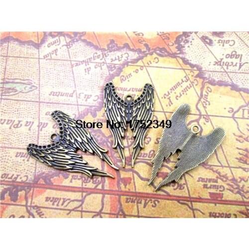 10pcs bronze tone Supernatural Castiel Angel Wing Charm Pendants 40x22mm