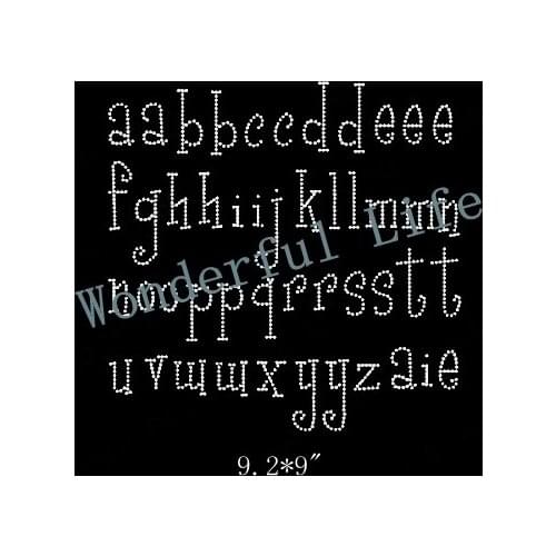 20PCS/lot New style free shipping Girly Font Lowercase Crystal Alphabet Rhinestone Transfer Iron On Designs DIY Bling Garment