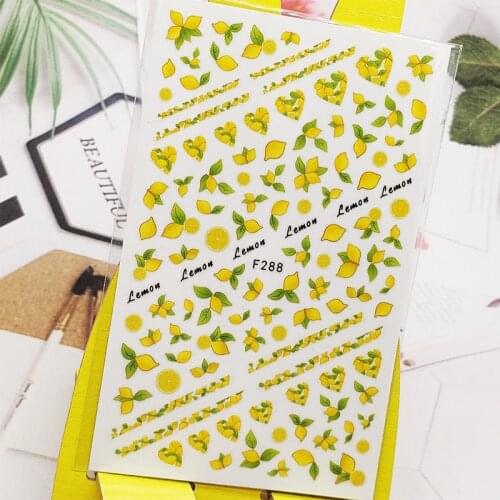 3D Nail Sticker Lemon Grass Flowers Nail Art Decorations Stickers Foil Decals Wraps Manicure Accessories Nails Decoraciones