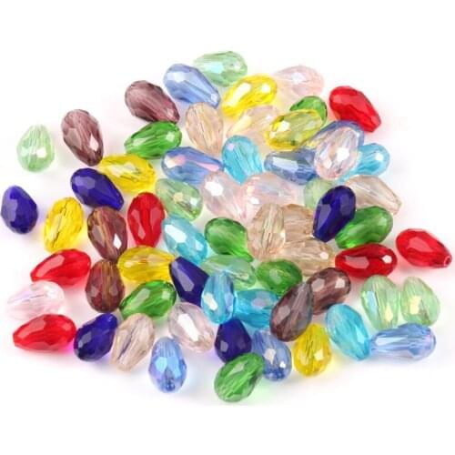 8x12mm Faceted Teardrop Austria Crystal Beads Shiny Glass Loose Spacer Beads for Needlework Jewelry Making Diy Bracelet Earrings
