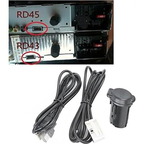 Car Stereo Male USB AUX Cable Set for Peugeot 206 207 307 308 407 408 508 607 for Citroen C3 C4 C5 C6 for RD43 RD45