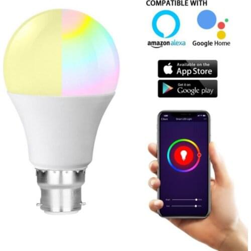 WiFi Smart Bulb RGB Dimmer Light Bulb E27 B22 11W Voice Control LED Bulbs Multicolor Smart Light Bulbs Compatible Alexa Google