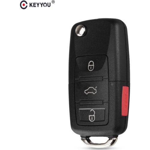 KEYYOU For VW Volkswagen Golf MK4 Bora Fob 4 Buttons Replacement Remote Flip Folding Car Key Shell Case No Blade