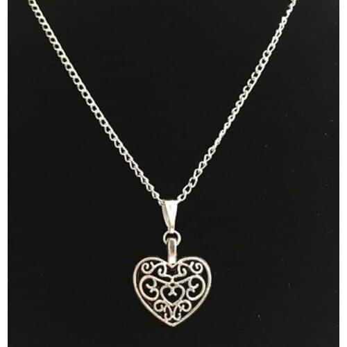 Dongsheng Handmade Celtics Knot Heart Pendant Necklace Antique Color Norse Viking Heart Pendant Necklace For Men Women