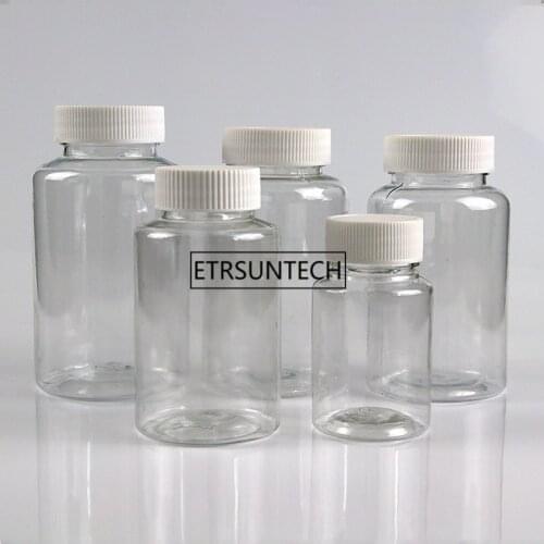 15/20/30/50/80/100/150/200g Transparent Plastic PET Refillable Seal Bottles Vials Reagent store Container Plastic cap F1868