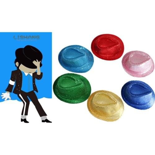Halloween Sequin Boys Fedora Hat Girls Derby Cap Party Light Up Men Jazz Hats Women Dancing Sunhat Light Up MJ Costumes Hat