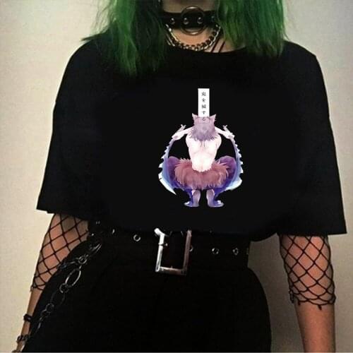 Kawaii Anime Demon slayer Hashibira Inosuke Harajuku Summer Short-sleeve Male T-shirt