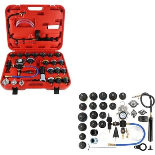 27pcs Set Car Water Tank Pressure Gauge Test Pump Thermometer Cooler Adapter Car Cooling System Vacuum Gauge For Vehicles HWC