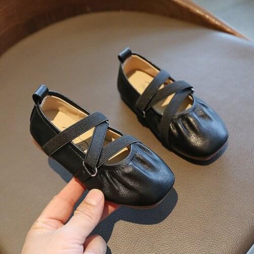 Girl Leather Shoes Spring New Kids Girls Princess Shoes Solid Color Childrens Single Shoes Toddler Sneakers E438