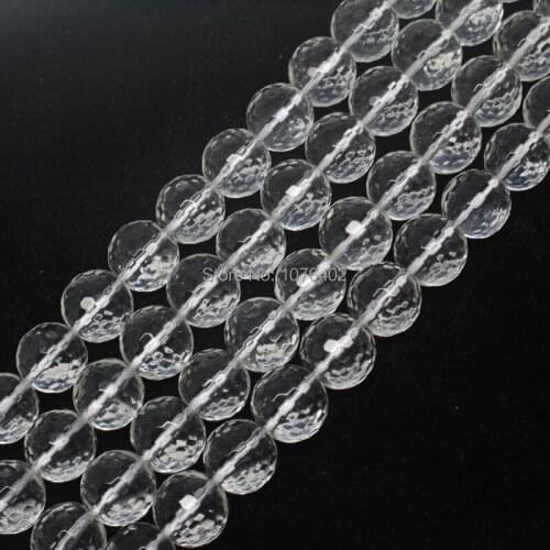 Mini.order is $7!Wholesale 31pcs,14mm 64 Surface Faceted Clear Rock Crystal Quartz Round DIY Loose Beads 15"