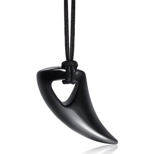 N00429 Black Horn Pendant for Men Ethnic Style Titanium Steel Spike Pendant Wholesale Jewelry