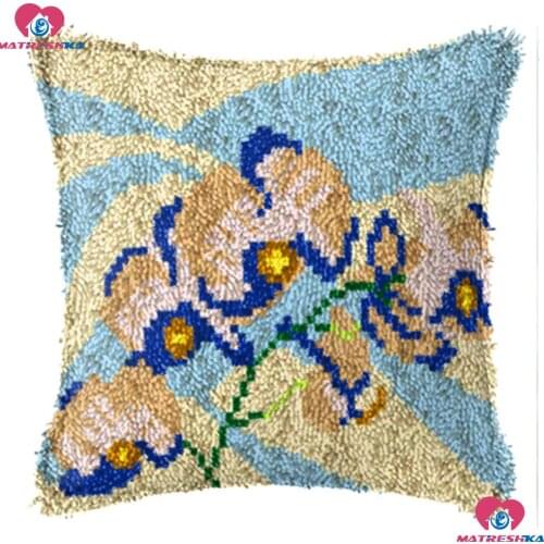 Latch Hook Kit Embroidery Pillow"flower"do it yourself"Accessories Printing Canvas foamiran for needlework Latch hook Cushion