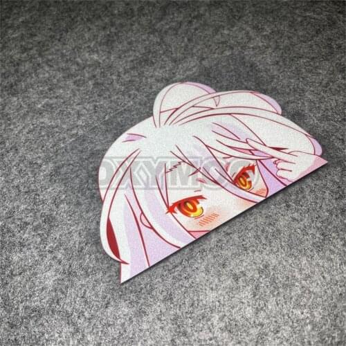 Car Electric Motorcycle Decal for Peeping Eye Finger Shiro Anime Cartoon Girl Cute Waterproof Motor Bike Computer Sticker