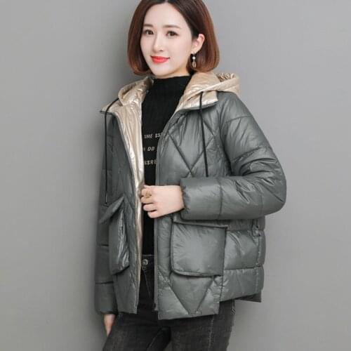 2021 New Winter Jacket Womens Parkas Coat Hooded Down Cotton Jacket Female Thick Warm Parka Cotton Padded Jacket Casual Outwear