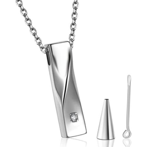 Unisex Twist Bar Urn Necklace Memorial Urn Pendant Ashes Holder Custom Stainless Steel Keepsake Cremation Jewelry Dropshipping