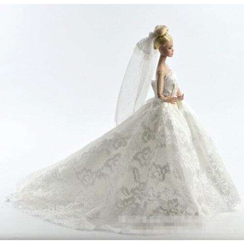 Doll dress bjd doll clothes Princess Deluxe trailing wedding bride marriage dress fantasy toys gift for 30cm Doll accessories