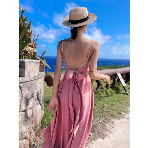 Beach Skirt Womens Beach Holiday Dress Open Back Dress Slim Thailand Phuket Beach Skirt