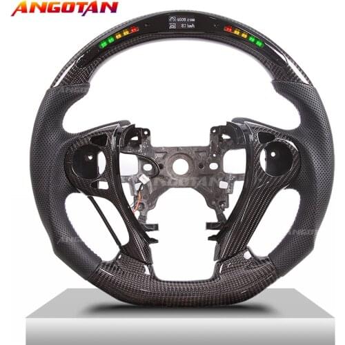 Suitable for Honda Accord 2013-2017 carbon fiber racing LED light Perforated Leather steering wheel