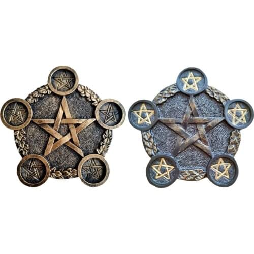 Resin Candle Holder Astrology Pentacle Altar Plate Divination Props Candlestick Witchcraft Supplies Table Energy Props Retailsal