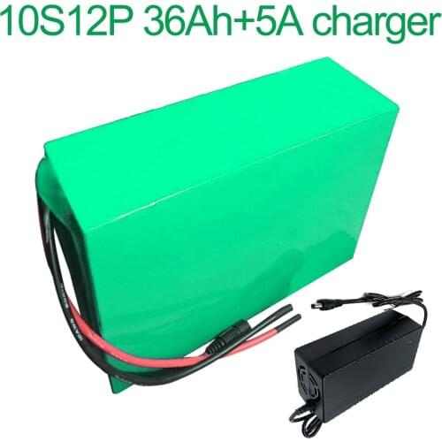 With 5A charger 36V 36Ah 10S12P 18650 Li-ion Battery Pack E-Bike Ebike electric bicycle 42V 235x195x70mm
