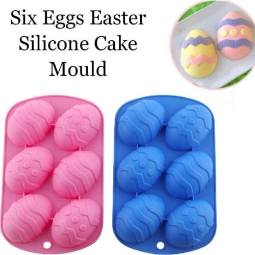 6-holes Easter Egg Shape Silicone Moulds Chocolate Ice Cube Tray Kitchen Baking Tool Creative 3D Silicone Cake Fondant Mold