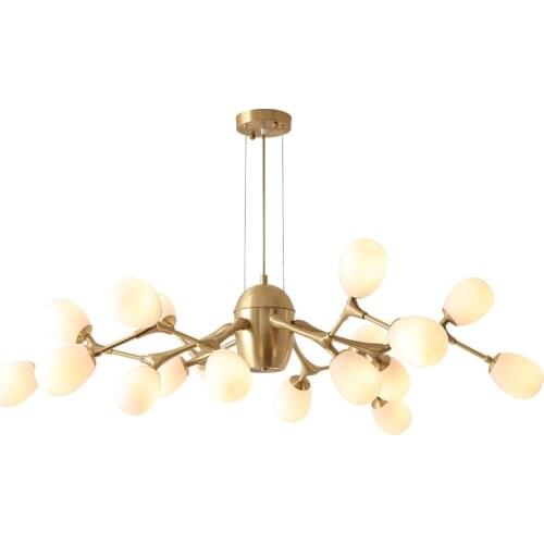 Nordic postmodern minimalist copper living room chandelier creative personality light luxury dining room bedroom chandelier