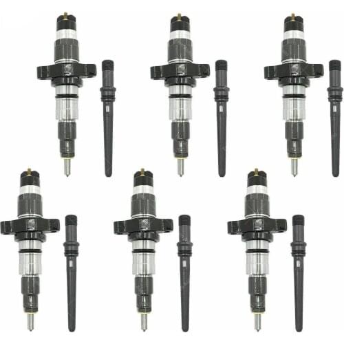 6PCS Fuel Injectors 0986435503 0445120255 0445120210 For 2003-2004 Dodge Ram Cummins 5.9L 5263318 3949619 3947550