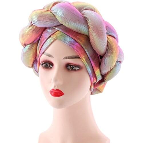 Already Made African Auto Gele Headtie Lastest Muslim Turban Caps For Women Braids Female Head Wraps Bonnet Nigerian Gele