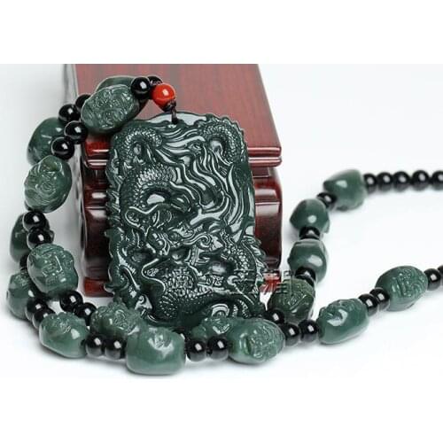 Xinjiang Hetian jade Pendant Maitreya jade dragon Hand Carved Jade Buddha Pendant / AAAAA