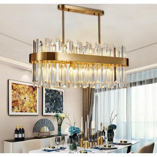 Golden Crystal Chandelier American Crystal Chandelier Restaurant Dining Room Bedroom Study Room Living Room LED Light