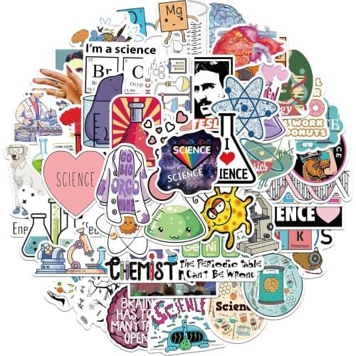 25/50PCS Chemistry Stickers Scientists Funny Sticker to DIY Laptop Suitcase Notebook Motorcycle Car Decals Toy For Kids