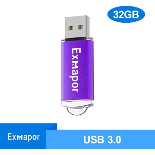 32GB USB 3.0 Flash Drive, Pen Drive High Speed Thumb Drive Pendrives Rectangle USB Memory Stick with Cap Shock Resistant Purple
