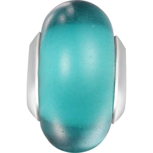 Fits Pandora Bracelet 925 Sterling Silver Matte Green Murano Glass Charms Beads DIY Jewelry Making Gift Bijoux Femme 2021 New