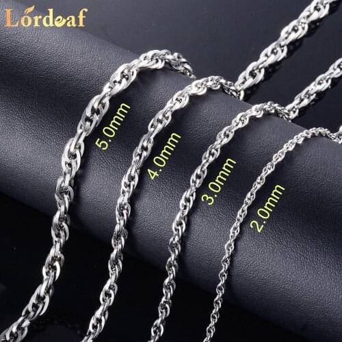 Stainless Steel Silver Rope Chain 2mm-5mm Men And Women Fashion Jewelry High Quality Wholesale Can Be Customized