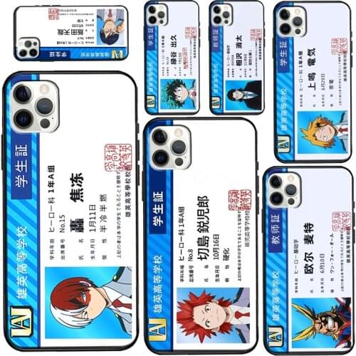 My Hero Academia Student Card Postcard Case For iPhone 12 Pro Max mini 6S 7 8 Plus SE 2020 Case For iPhone 11 Pro Max XS X XR