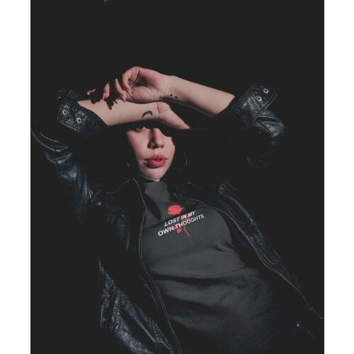 Colored Lost In My Own Thoughts rose t-shirt funny women 100% Cotton grunge graphic quote Fashion unisex casual tee top tshirt