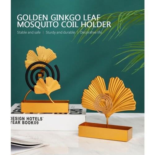 Ginkgo Leaf Mosquito Coil Holder Wrought Iron Fireproof Portable Hanging Mosquito Coil Shelf Home Indoor Ginkgo Leaf Home Decor