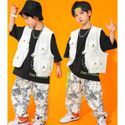 Kids Hip Hop Dancing Clothing Oversized T Shirt Tops Summer Graffiti Pants For Girls Boys Dance Costume Set Clothes Streetwear