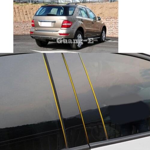 Car PC Material Pillar Post Cover Door Trim Window Piano Black Stick For Benz ML ML300 ML320 ML350 ML400 ML500 4MATIC 2005-2011